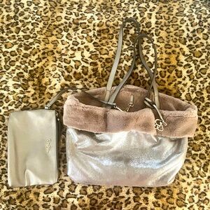 Beautiful Soft Bag Purse Tote with Faux Fur